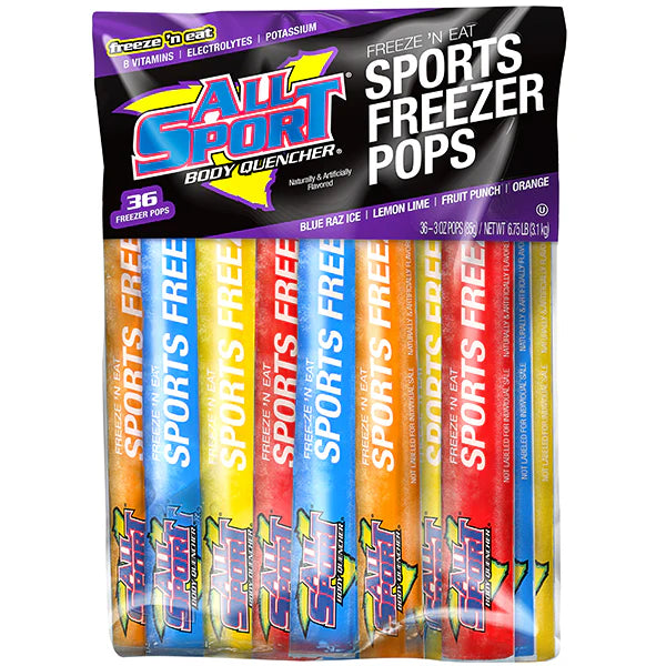 All Sport Freezer Pops Body Quencher – Hydrating Electrolyte Freezer Pops with B Vitamins & Potassium, 144 Count