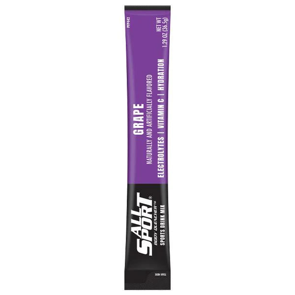 All Sport Body Quencher Grape Hydration Powder Sticks – Electrolyte Replenishment Drink Mix, 80 Count