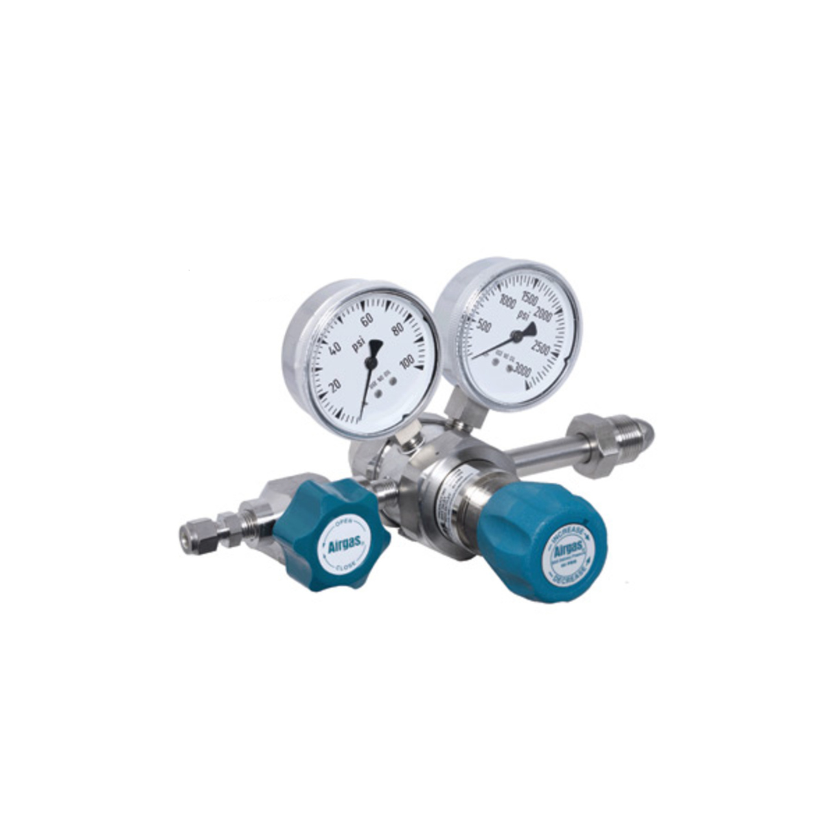 Airgas Model C445F Stainless Steel High Purity Two Stage Pressure Regulator With 1/4" FNPT Connection And Threadless