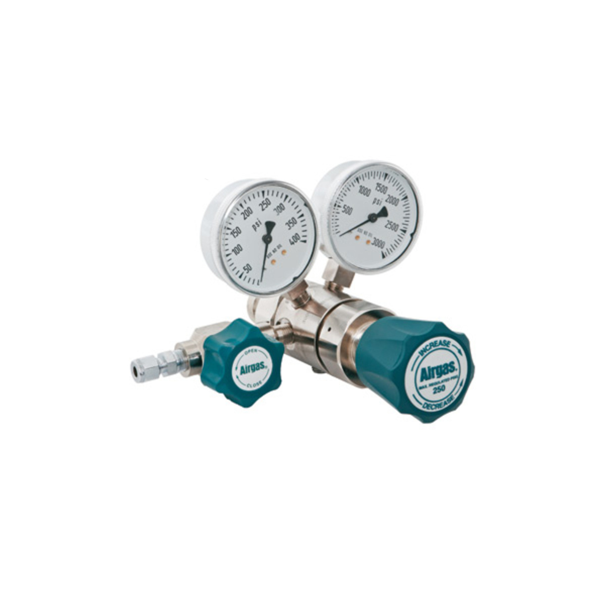 Airgas Model C645F580 Stainless Steel High Purity Two Stage Pressure Regulator With 1/4" FNPT Connection And Threaded Seat