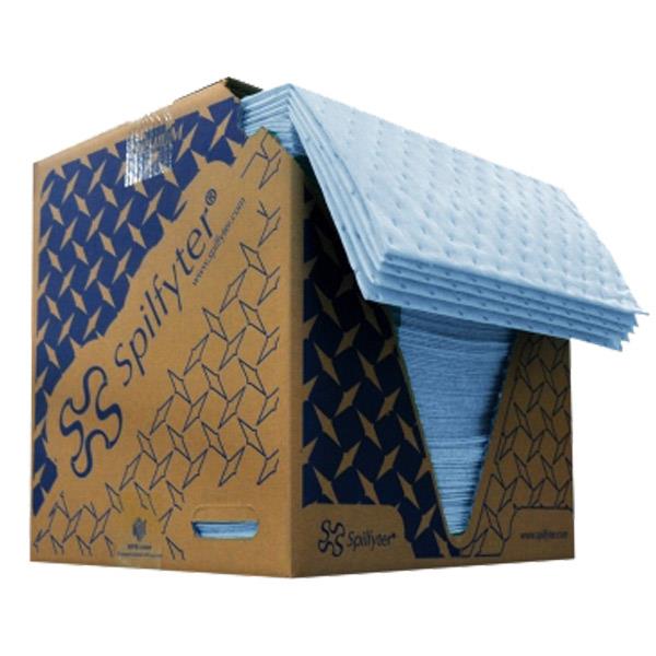 FyterTech Spilfyter 2-Ply Oil-Only Sorbent Pads – Medium Weight, Low-Lint, 16" x 18", Blue