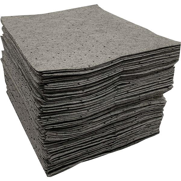 FyterTech Essentials Universal Single-Ply Sorbent Pads – Medium Weight, 15" x 18", Gray, 100 Pads/Pack