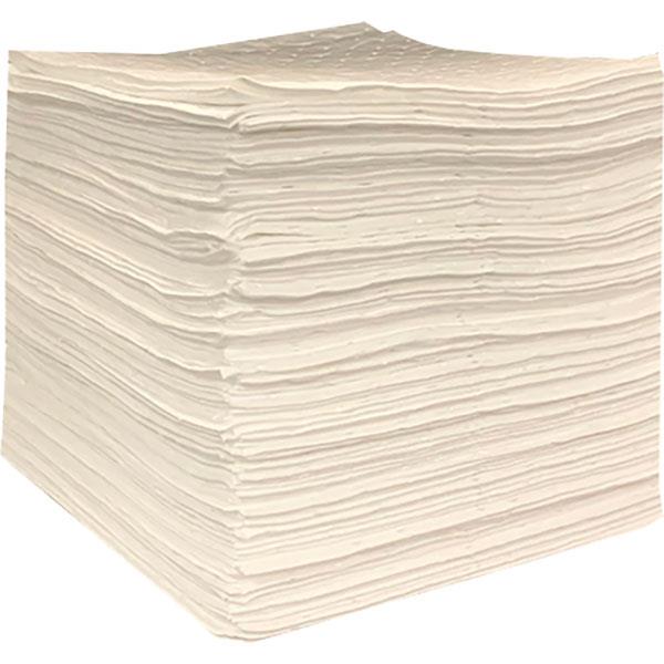 FyterTech Essentials Oil-Only Single-Ply Sorbent Pads, Light Weight, 15" x 18", White, 200/Pkg