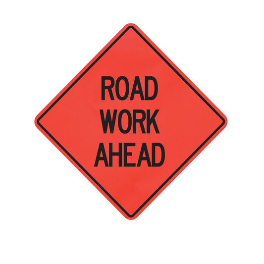 Cortina Safety Products 69" X 4" X 4" Orange And Black Lexan Polycarbonate Roll-Up Sign "ROAD WORK AHEAD" - 48" Mesh Road Work Ahead w/Lexan and Velcro (1 pack)