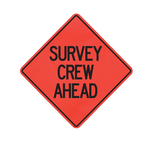 Cortina Safety Products 69" X 4" X 4" Orange And Black Lexan Polycarbonate Roll-Up Sign "SURVEY CREW AHEAD" (1 pack)