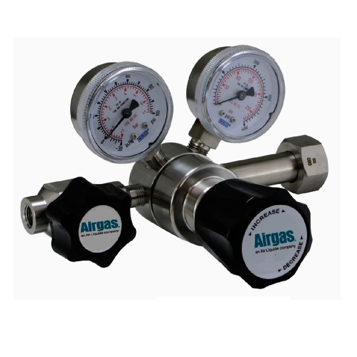 Airgas Model 217 Stainless Steel Ultra-High Purity Single Stage Regulator With CGA-580 Connection