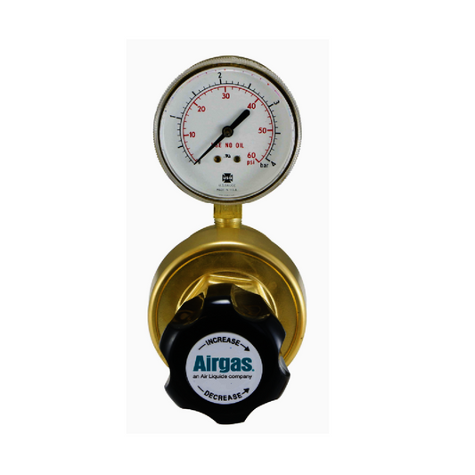 Airgas Model 2703B Brass Corrosive Gas High-Flow Single Stage Regulator With 1/4" Compression Fitting Connection