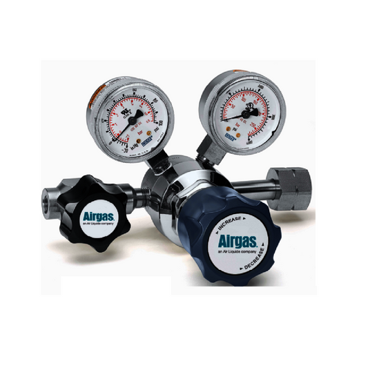 Airgas Model 305C590 Brass-Plated Bar Stock Noncorrosive Gas Single Stage Regulator With CGA-590 Connection