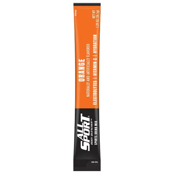 All Sport Body Quenche Powder Sticks – Orange Flavor Electrolyte Drink Mix, Hydration Support, 80 Count Case