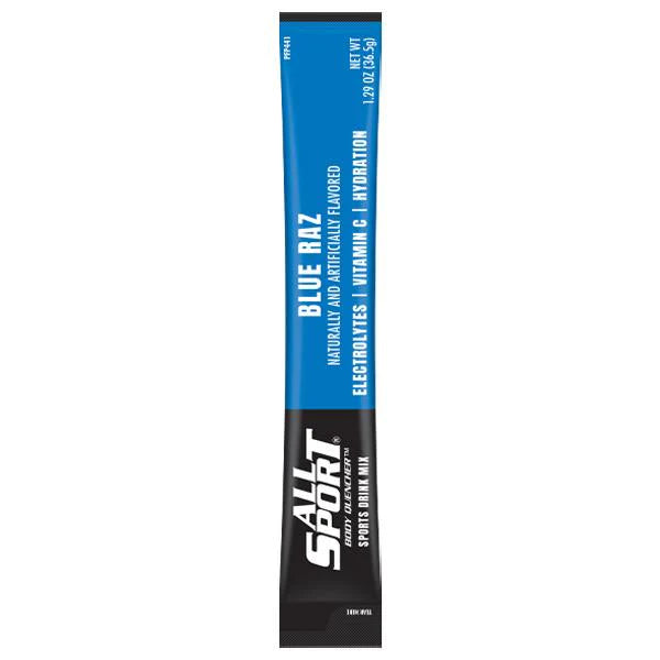 All Sport Body Quencher Blue Raspberry Electrolyte Powder Sticks – Hydration Drink Mix, 80 Count Case