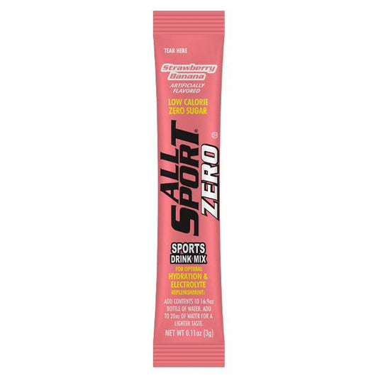 All Sport Zero Powder Sticks Strawberry Banana – Sugar Free Electrolyte Hydration Drink Mix, 50 Count Box