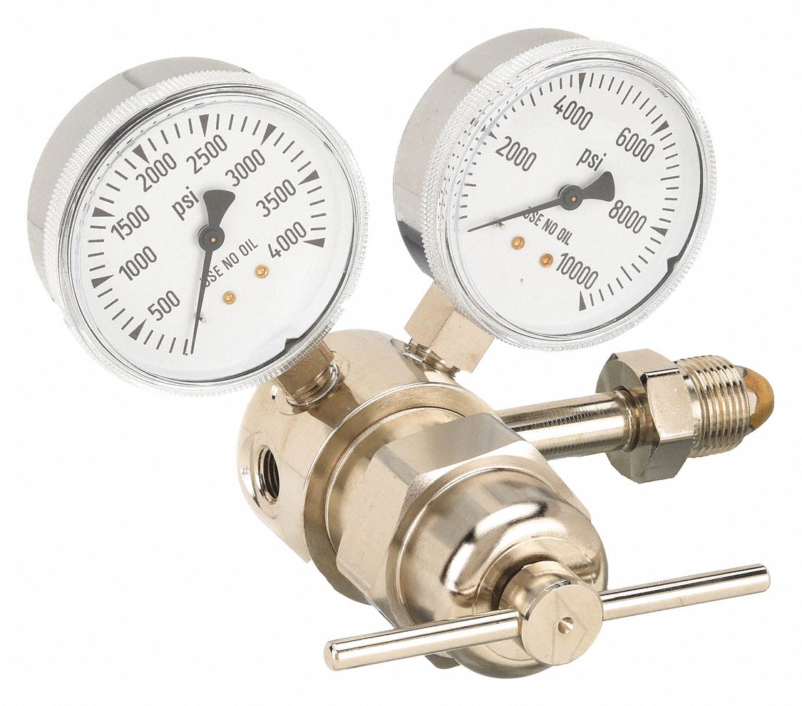 Airgas Model 820H580 Brass Heavy Duty High Pressure Cylinder Regulator With 1/4" FNPT Connection