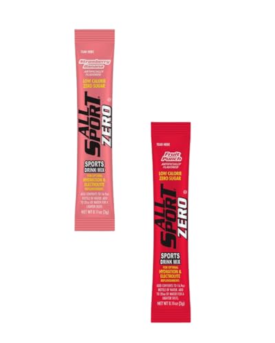 All Sport Zero Powder Sticks Variety Pack – Fruit Punch & Strawberry Banana Hydration Drink Mix, Sugar-Free Electrolyte Powder, 2 Boxes, 50 Sticks Each