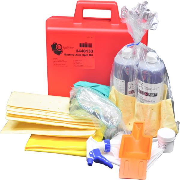 FyterTech Spilfyter Grab & Go Battery Acid Spill Kit – Kolor-Safe Neutralizer & Hazmat Pads