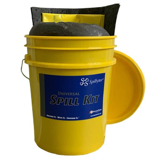 FyterTech Spilfyter Universal 5-Gallon Bucket Spill Kit – All-Liquid Absorbents & Safety Gear