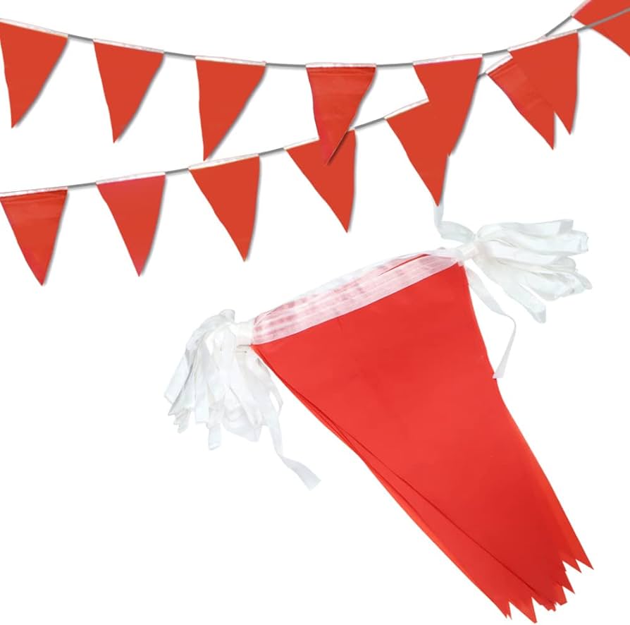 Cortina Safety Products 100' Red Vinyl Pennant Flag - (3 pack)