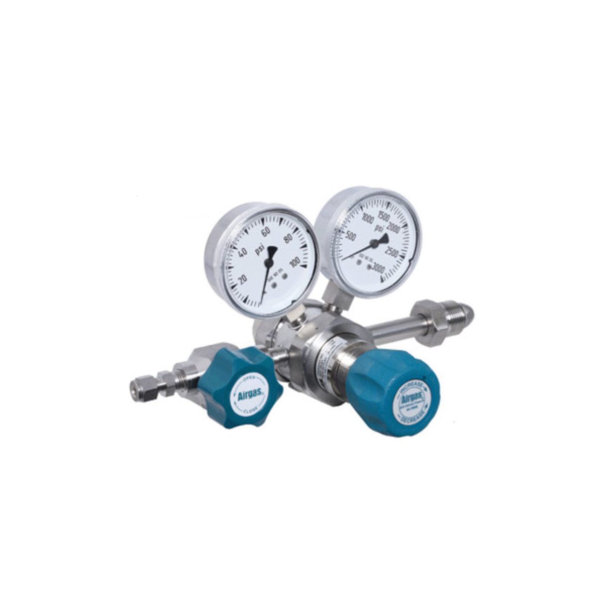 Airgas Model C445F580 Stainless Steel High Purity Two Stage Pressure Regulator With 1/4" FNPT Connection And Threadless Seat