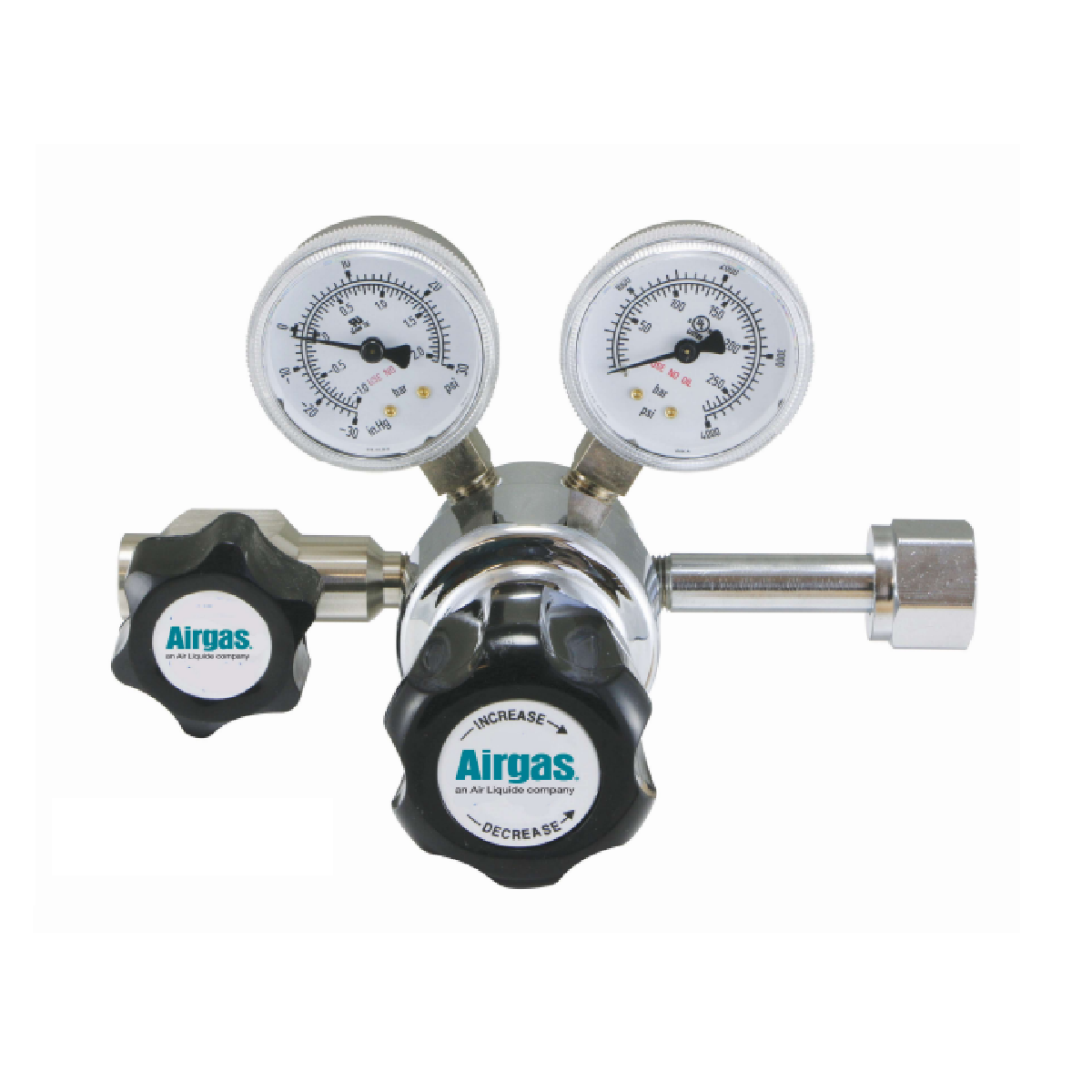Airgas Model 205C590 Chrome-Plated Brass High Purity Single Stage Regulator With CGA-590 Connection