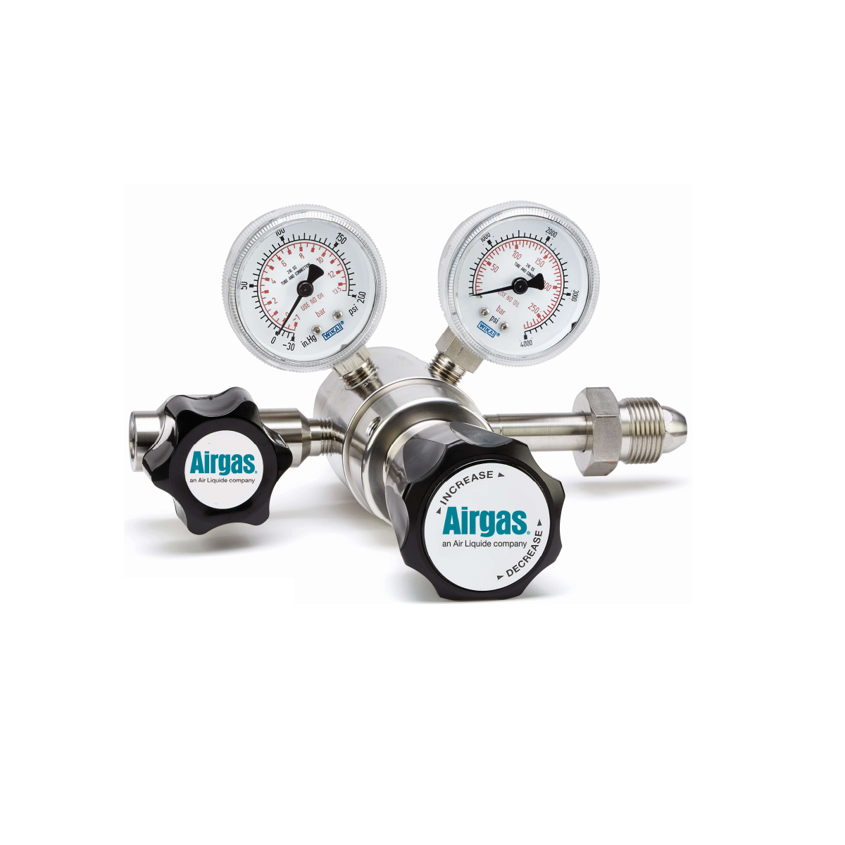 Airgas Model 215A590 Stainless Steel Corrosive Gas Two Stage Regulator With CGA-590 Connection