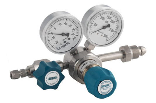 Airgas Model C444A296 Stainless Steel High Purity Single Stage Pressure Regulator With 1/4" FNPT Connection And Threadless Seat