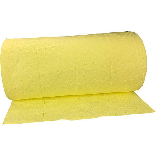 FyterTech Essentials HazMat Single-Ply Sorbent Pads – Perforated, High-Strength, 15" x 18", Yellow, 100/Pkg