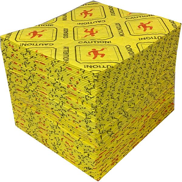 FyterTech Spilfyter Universal Hi-Viz Sorbent Pads – High-Viscosity, Low-Lint, 16" x 18", Hi-Vis Yellow - 200/Pkg