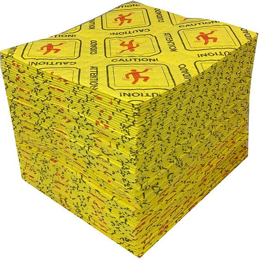 FyterTech Spilfyter Universal Hi-Viz Sorbent Pads – Low-Lint, Durable, 16" x 18", Hi-Vis Yellow - 100/Pkg