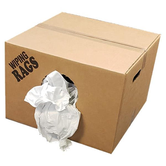 FyterTech Reclaimed T-Shirt Rags – Economical Absorbent Cleaning Rags, White, Metal-Scanned, 1/Each