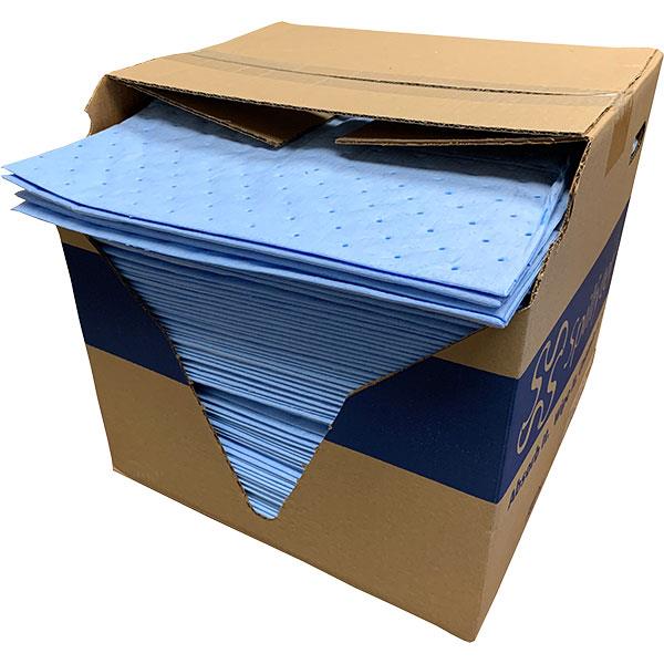 FyterTech Spilfyter 3-Ply Oil-Only Sorbent Pads – Water-Repellent, Heavy Weight, 16" x 18", Blue (100/Pkg)