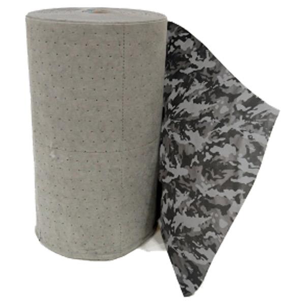 FyterTech Spilfyter Universal 2-Ply Sorbent Roll – Heavy-Duty, Lint-Free Absorbent for Oils, Chemicals & Water, 32" x 150', Gray/Camouflage