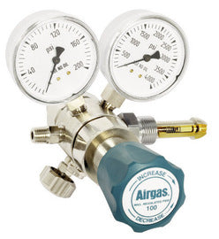 Airgas Two Stage Brass 0-100 psi Analytical Cylinder Regulator CGA-580 With Needle Valve